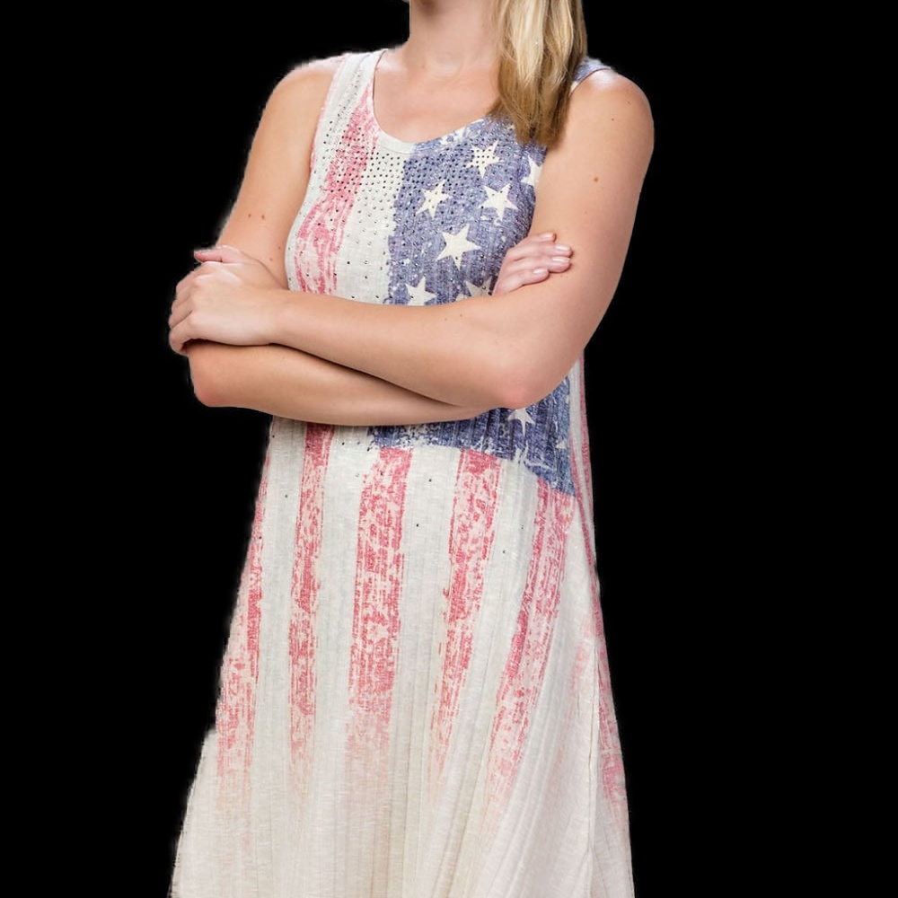 Vocal Flag Dress with Rhinestones Made in USA